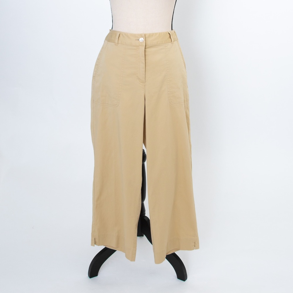 Tommy Bahama cropped pant capri pant khaki tan flat front 6